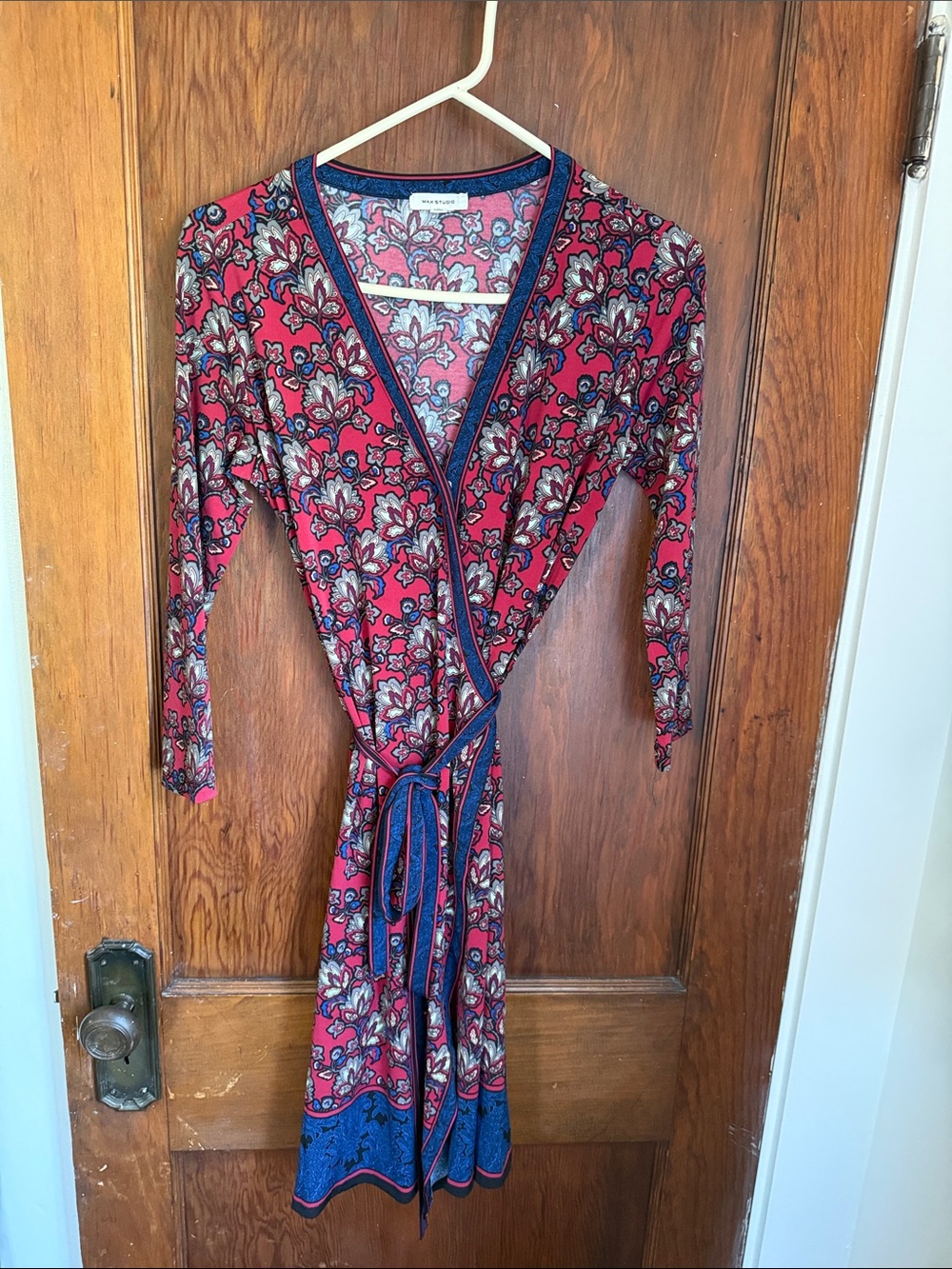 Max Studio Wrap Dress with Red Floral Print - Size S